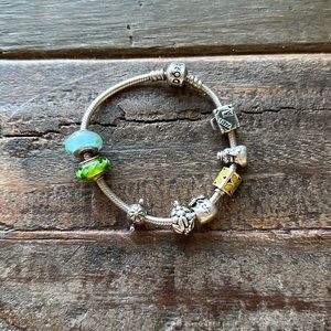 Pandora bracelet 7.5” with 8 beads